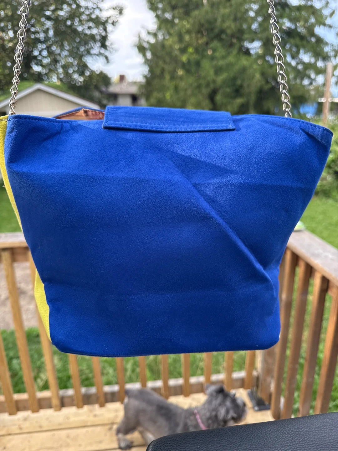 Blue and Yellow Suede Handbag - photo 4