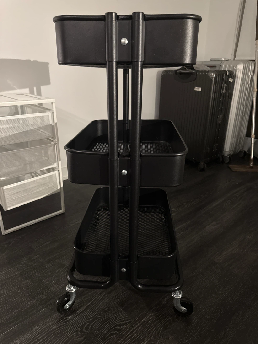 IKEA like new Black 3-Tier Rolling Storage Cart - photo 3