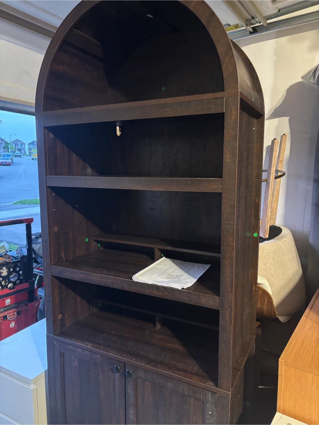 Run 81" Tall Arched Cabinet Bookcase With Storage, Walnut - photo 3
