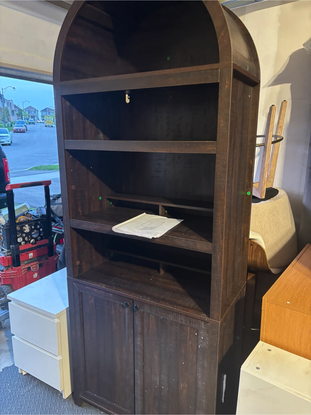 Run 81" Tall Arched Cabinet Bookcase With Storage, Walnut - photo 4