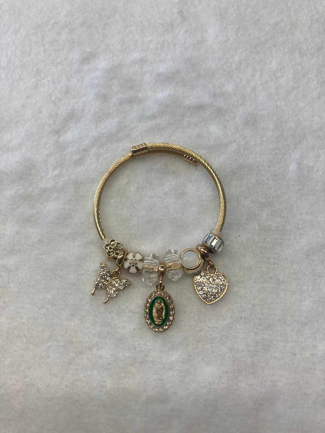 Gold tone charm bracelet with , heart, and Virgin Mary charms - photo 2