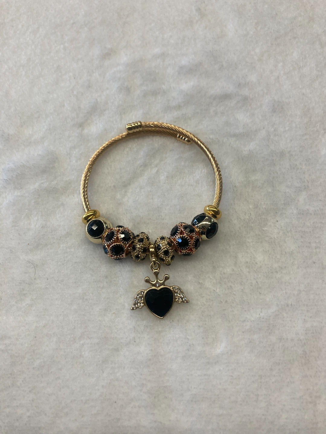 Charm Bracelet with Black Heart Pendant - photo 2
