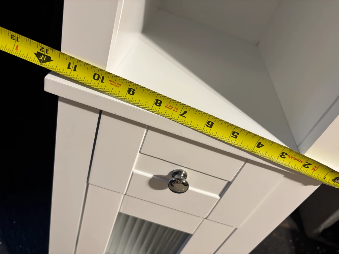 White Narrow Storage Cabinet with Drawer and Glass Door - photo 4