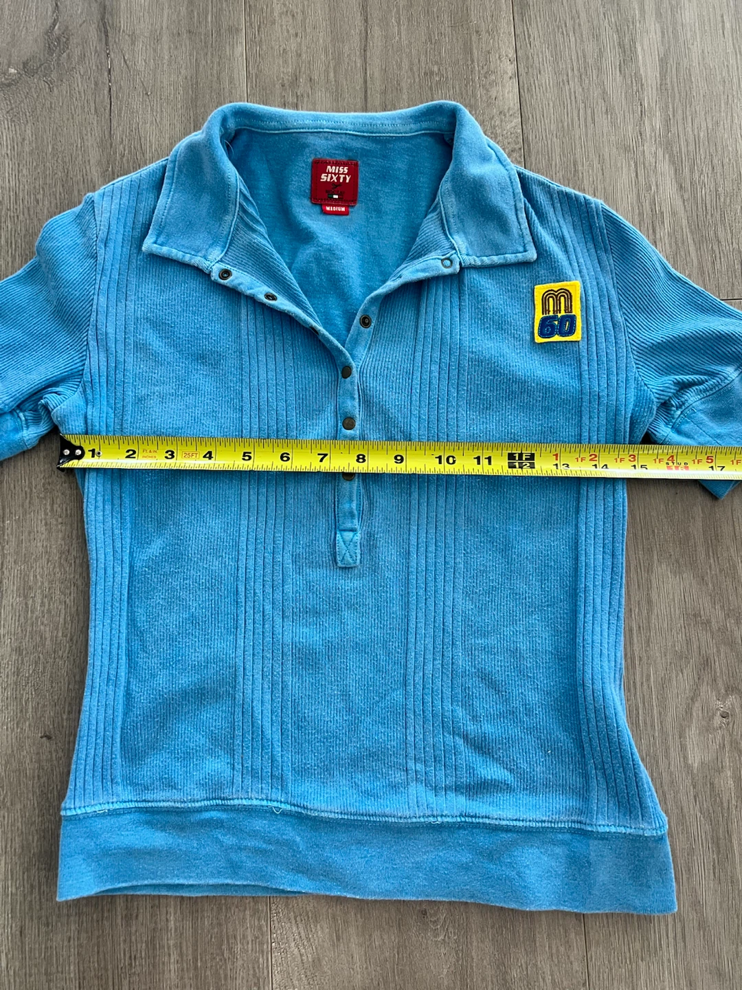 Miss Sixty Blue Ribbed Polo Shirt - Small/ Medium - photo 4
