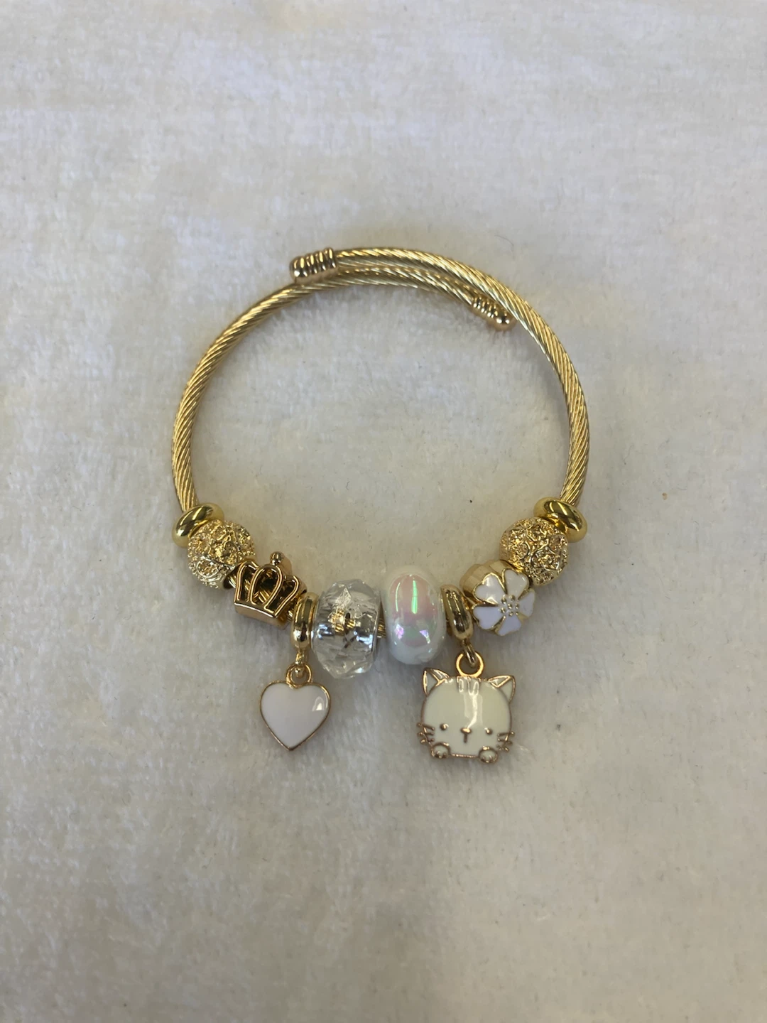 Gold Tone Charm Bracelet with Cat and Heart Charms - photo 2