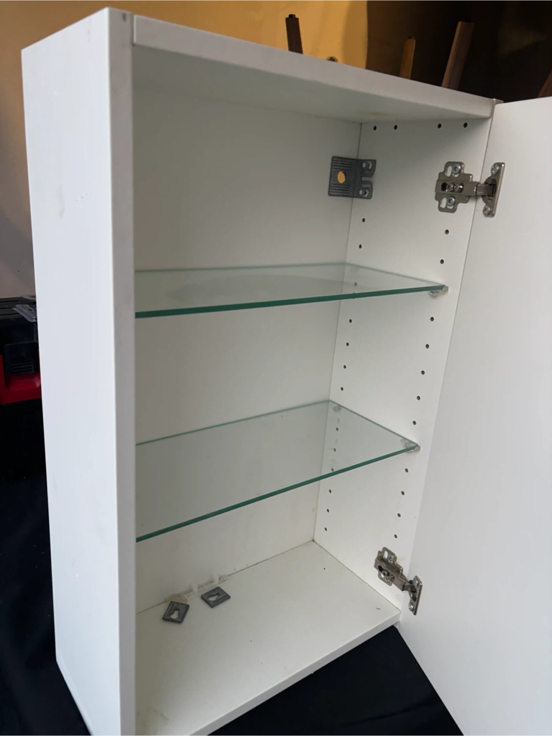 White Wall medicine Cabinet with Glass Shelves - photo 2