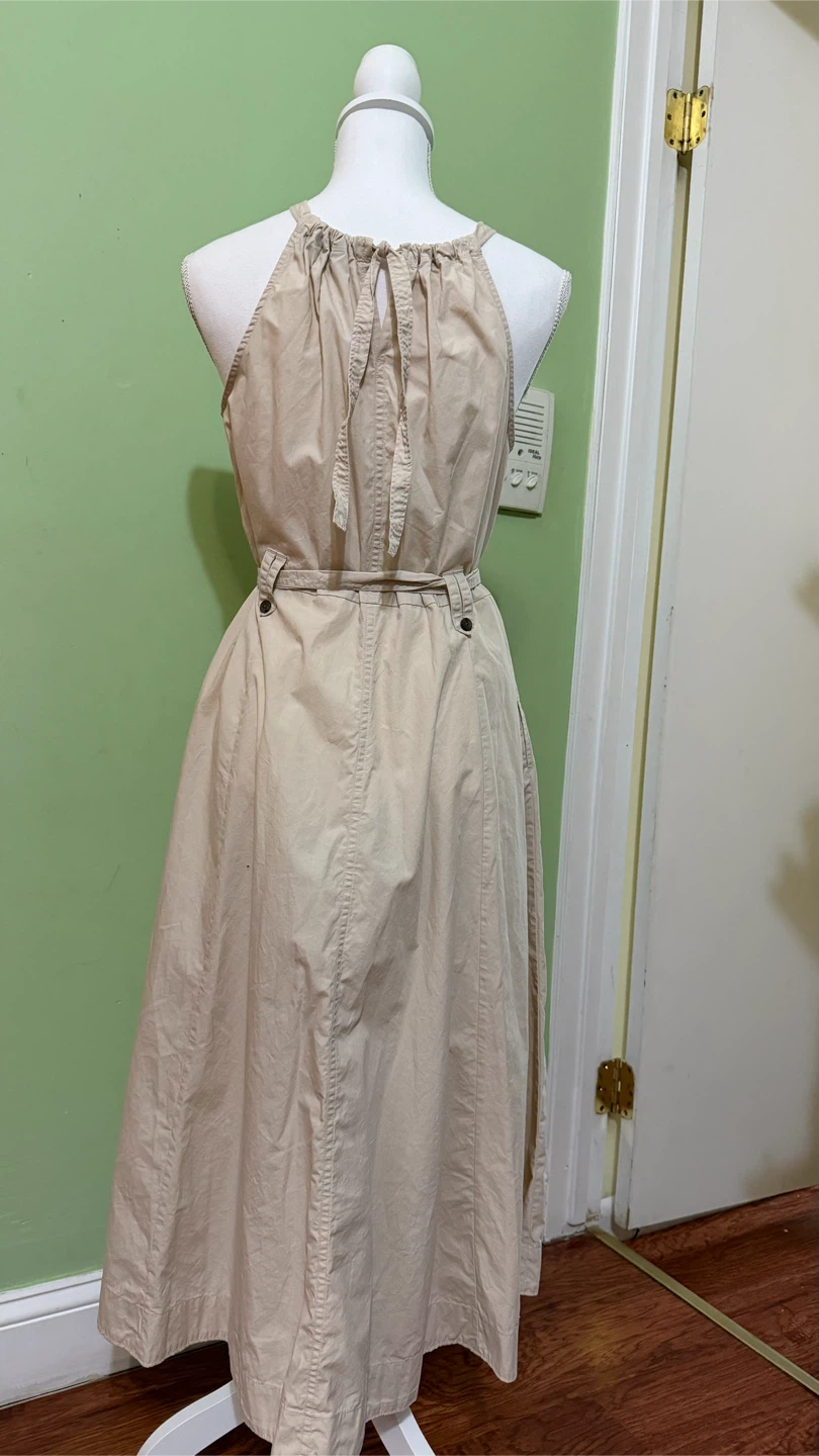 Beige Halter Neck Midi Dress with Belt - photo 2