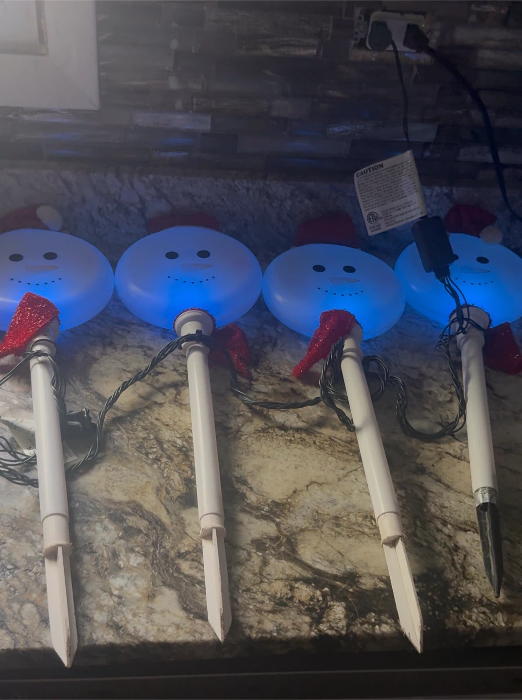 4-Light Snowman Christmas Pathway Markers check more pictures - photo 4