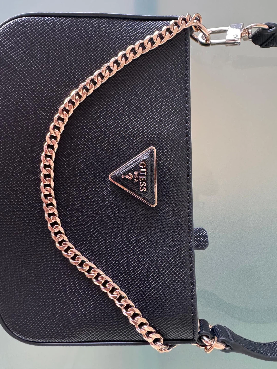 Guess Black Shoulder Bag with Rose Gold Chain - photo 2
