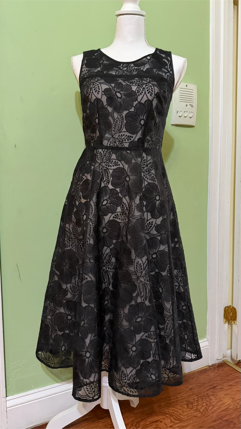 Black Lace Fit and Flare Dress - photo 3