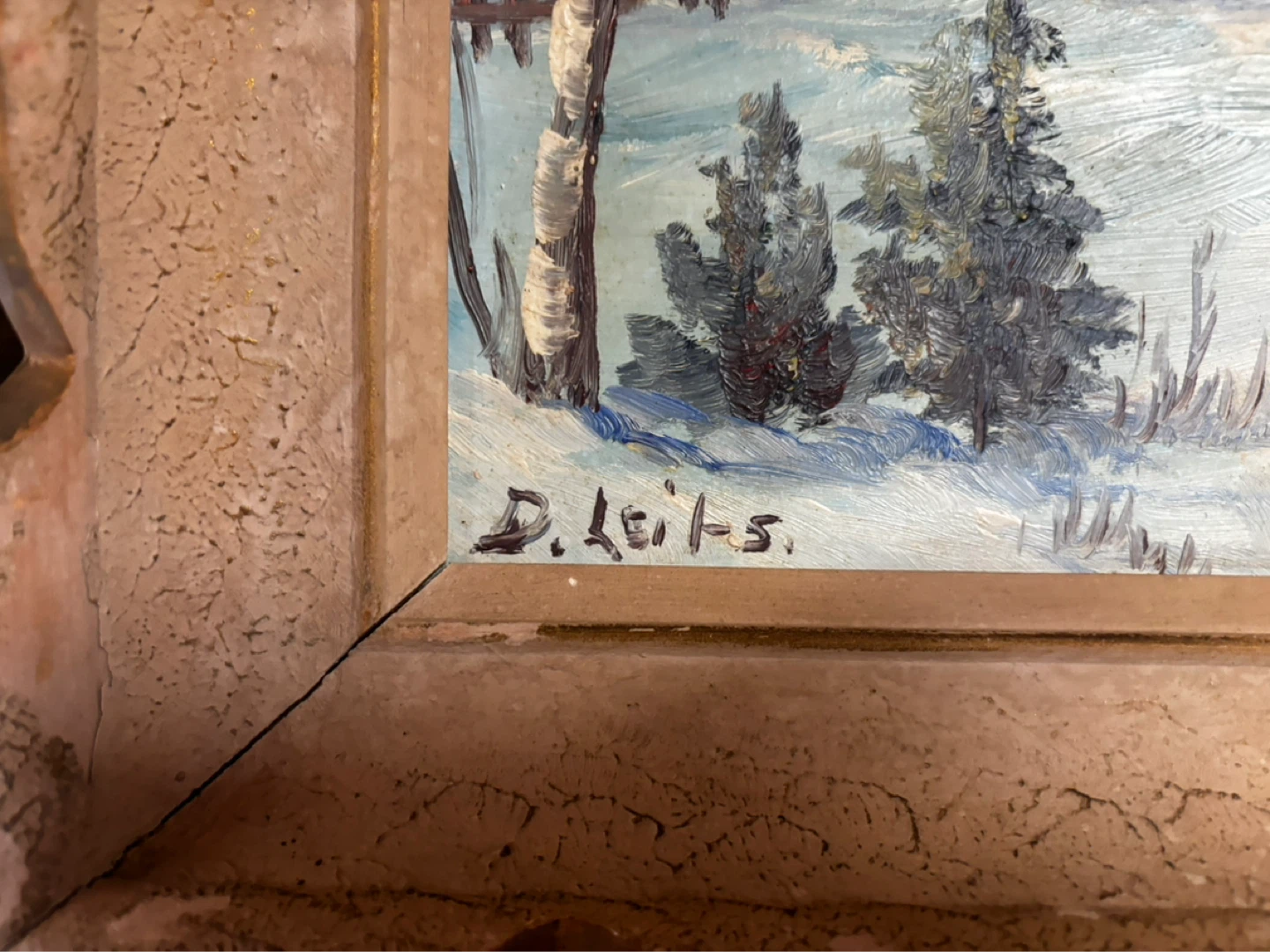 Framed Winter Landscape Painting by D. Leits - photo 4