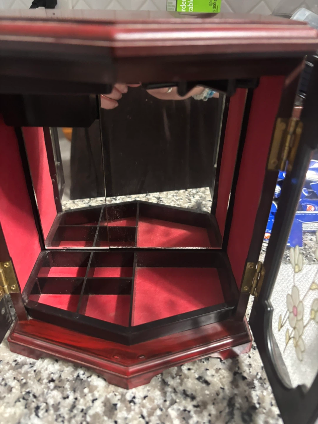 Faux Wooden Jewelry Box with Mirrored Lid - photo 3