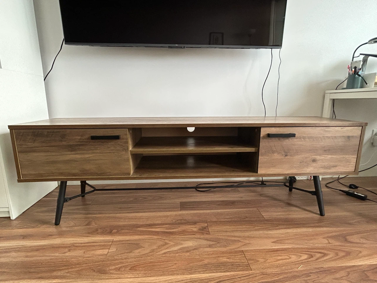 Wooden Media Console with Black Legs - photo 2