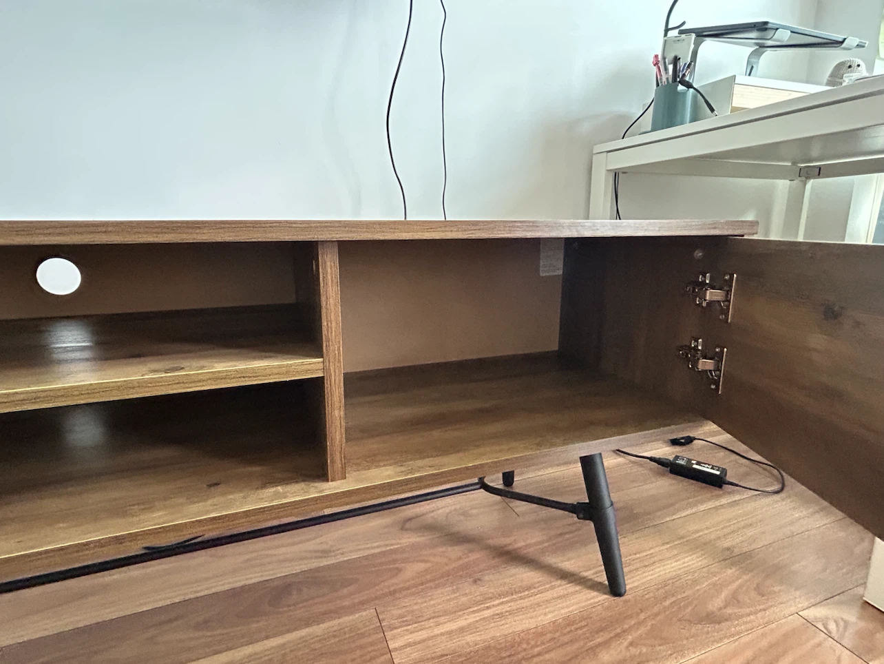 Wooden Media Console with Black Legs - photo 3