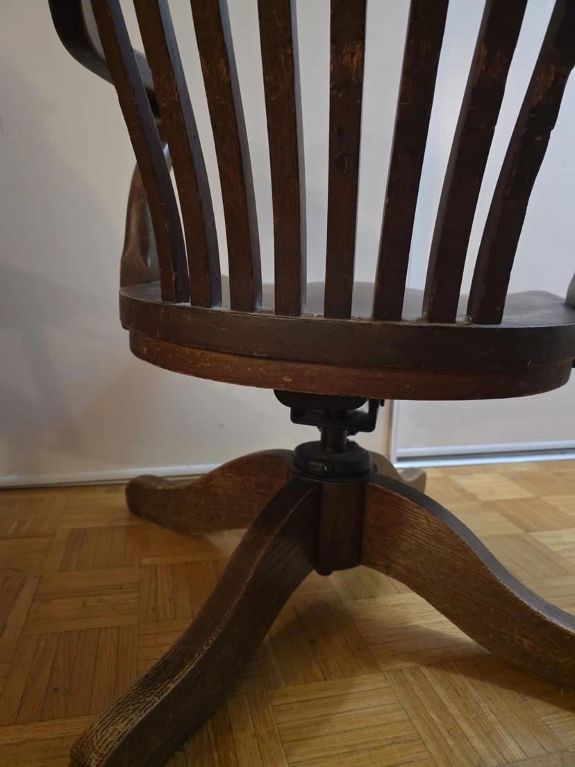 Vintage Wooden Swivel Office Chair - photo 2