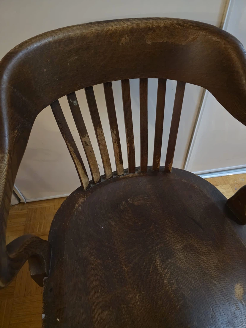 Vintage Wooden Swivel Office Chair - photo 3