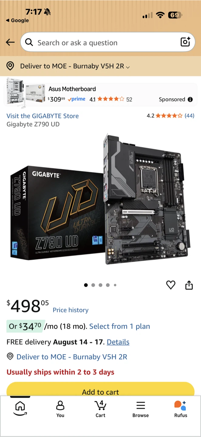 GIGABYTE Z790 UD AC DDR5 Motherboard – LGA1700