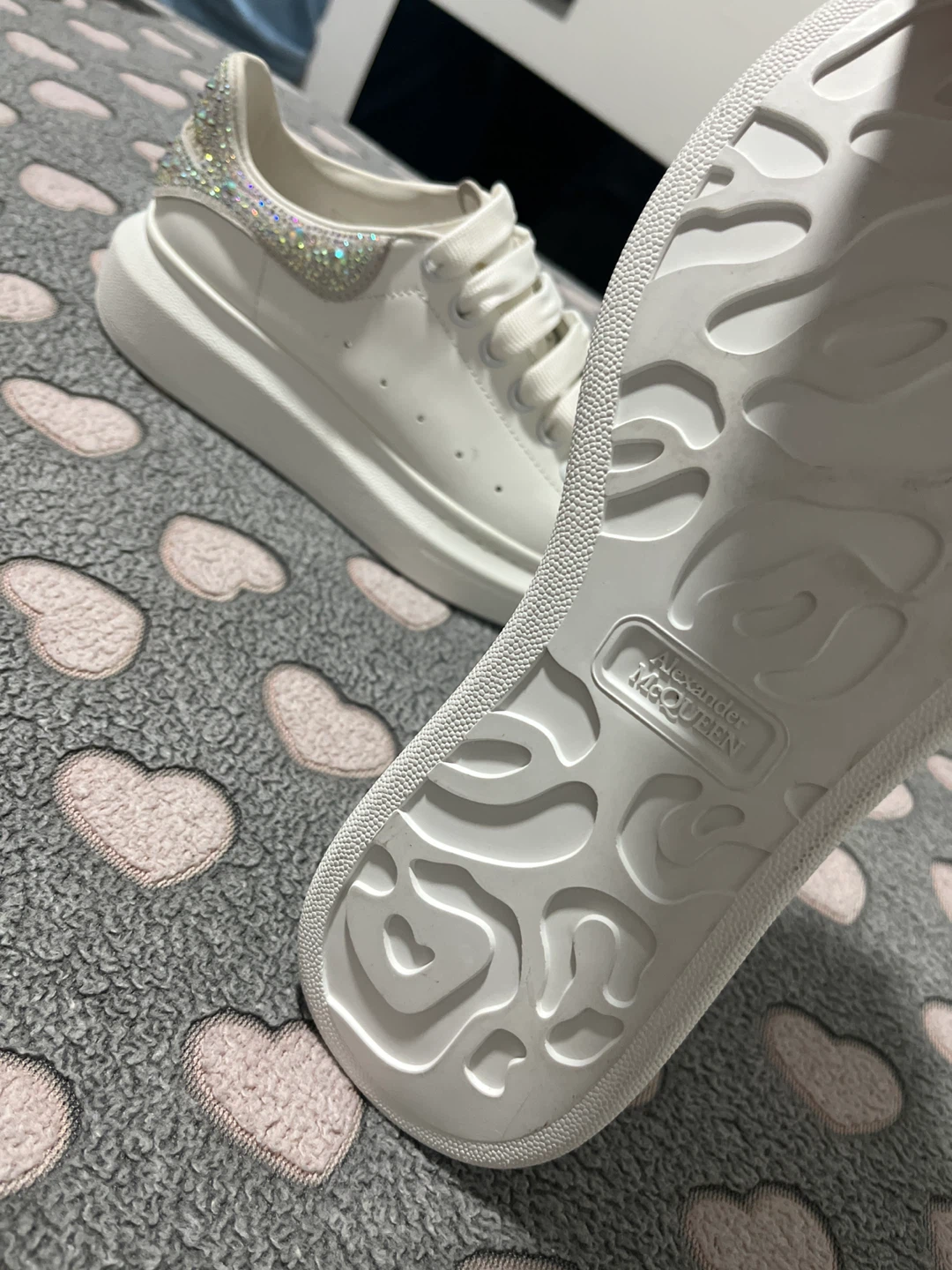 Alexander McQueen Oversized Sneaker White Crystal Heel - photo 3