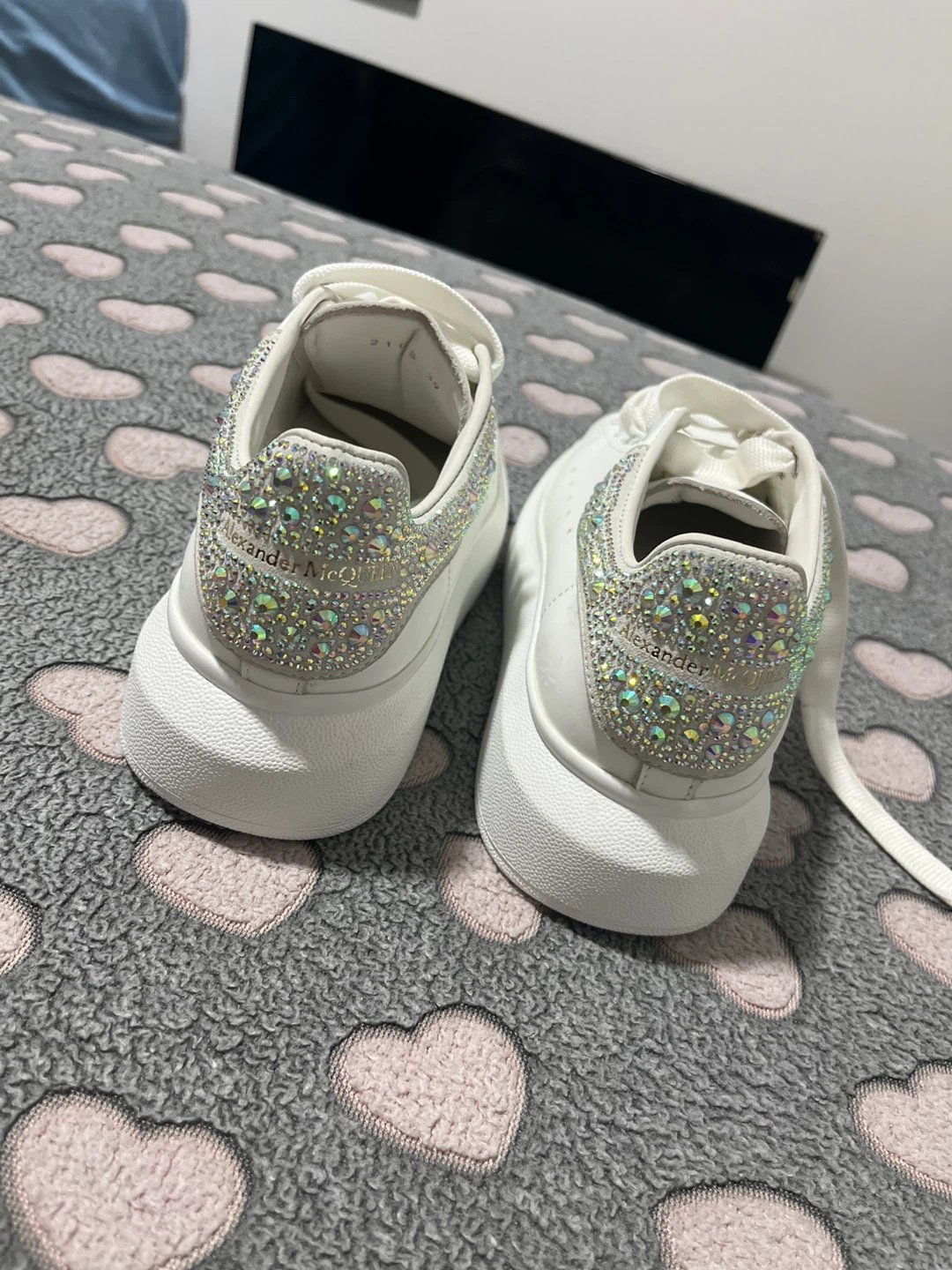Alexander McQueen Oversized Sneaker White Crystal Heel