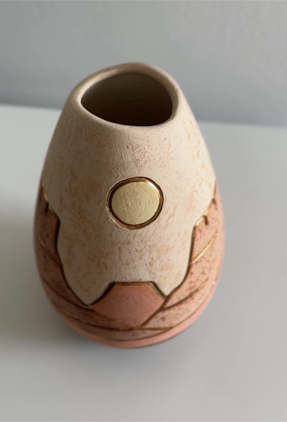 Mesa Ceramic Vase Pink Tan Gold