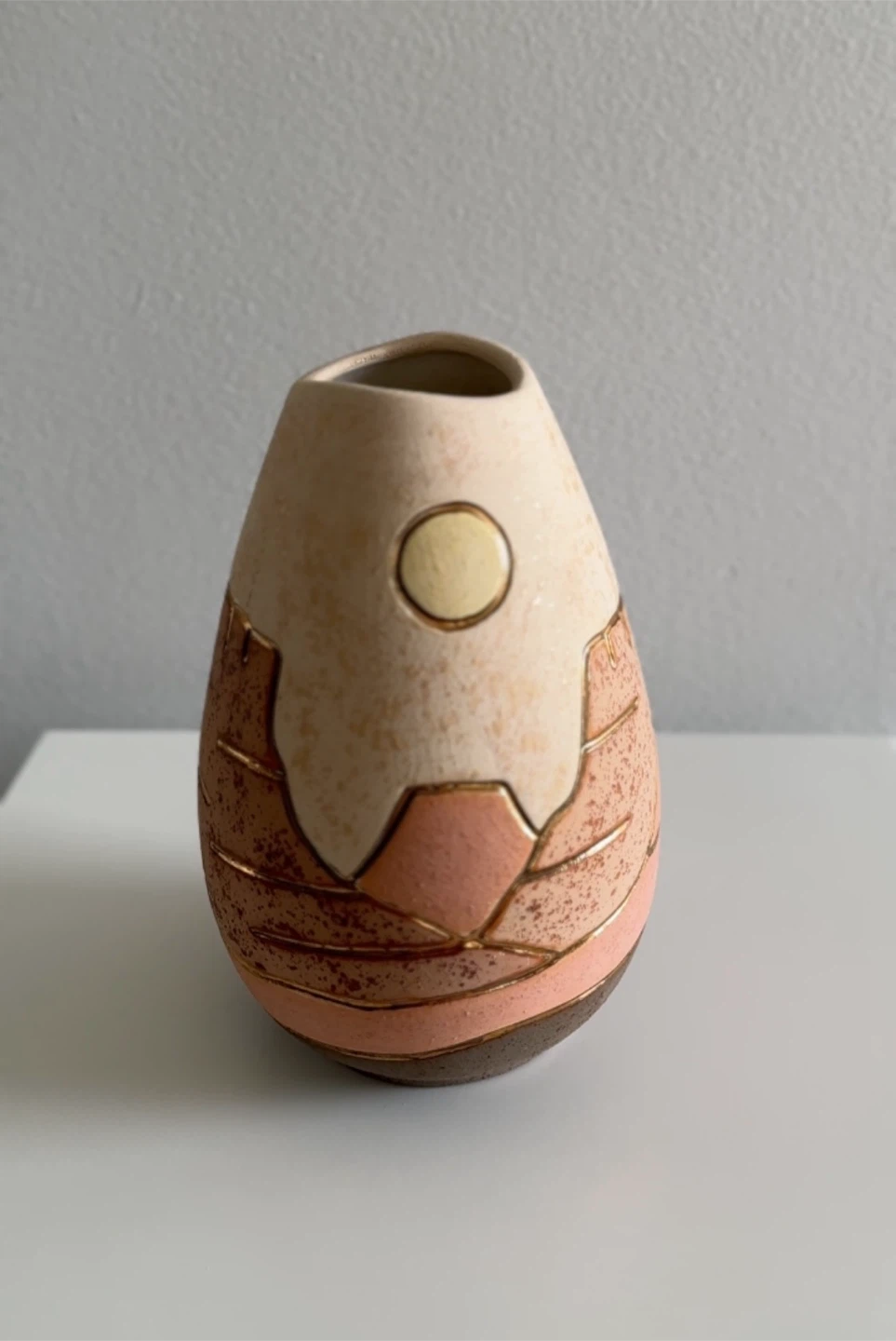Mesa Ceramic Vase Pink Tan Gold - photo 3