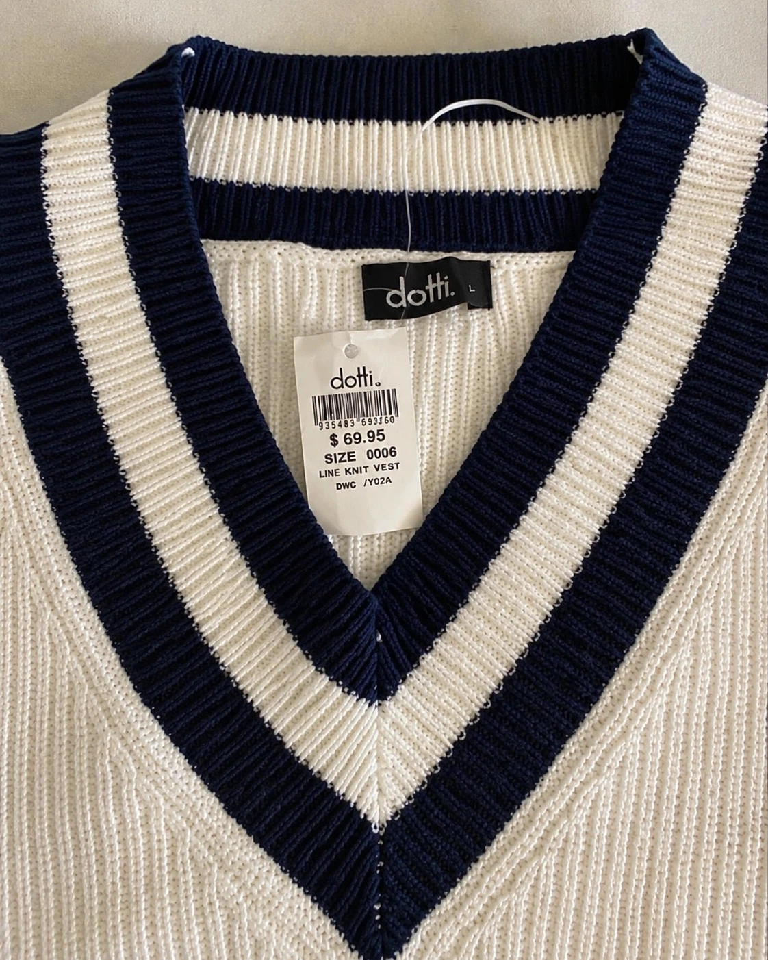 Dotti Line Knit Vest White/Navy - photo 2