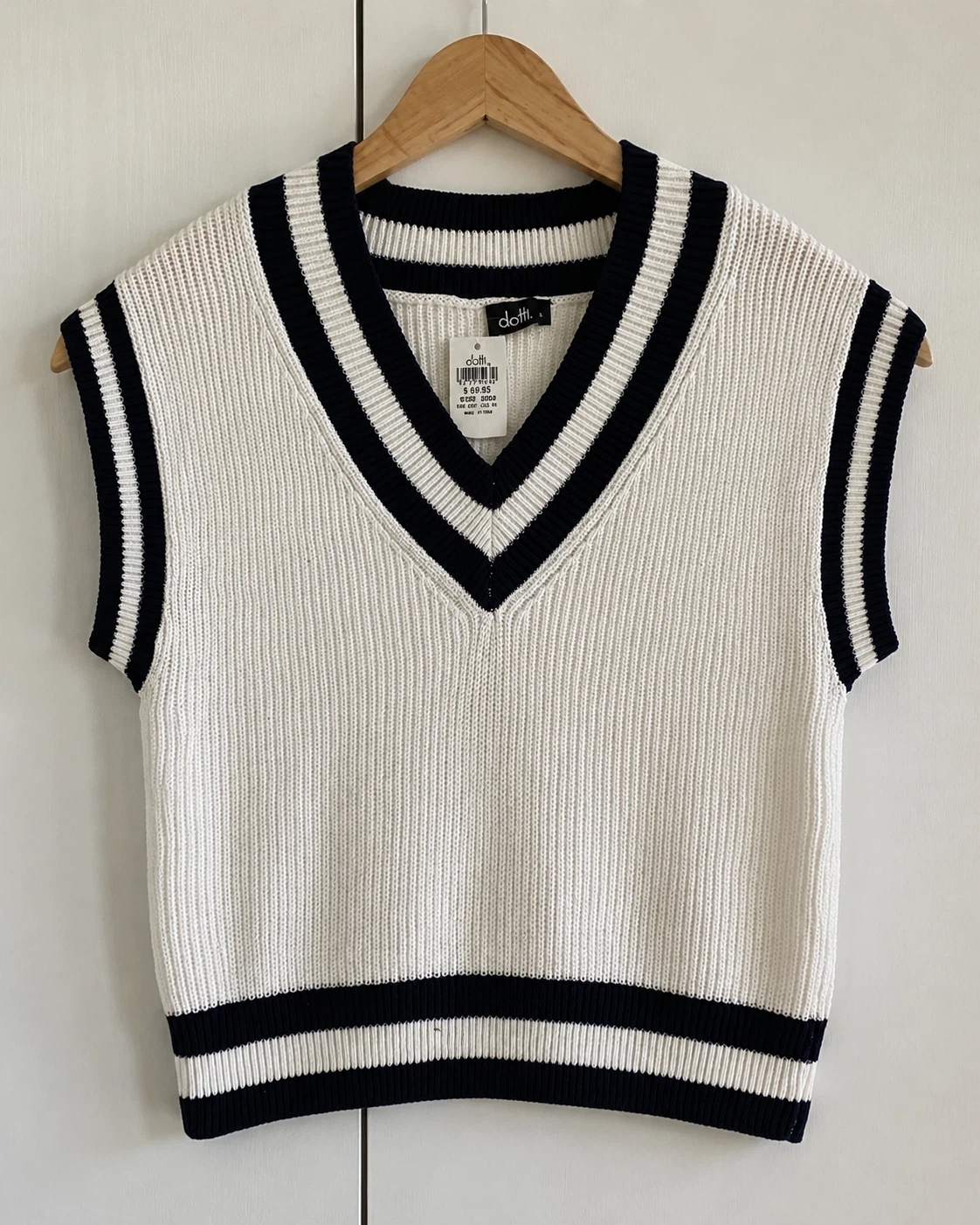 Dotti Line Knit Vest White/Navy - photo 3