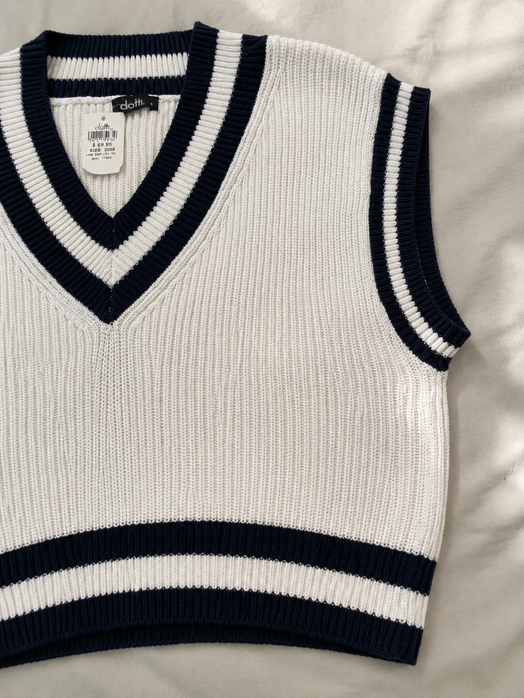 Dotti Line Knit Vest White/Navy - photo 4