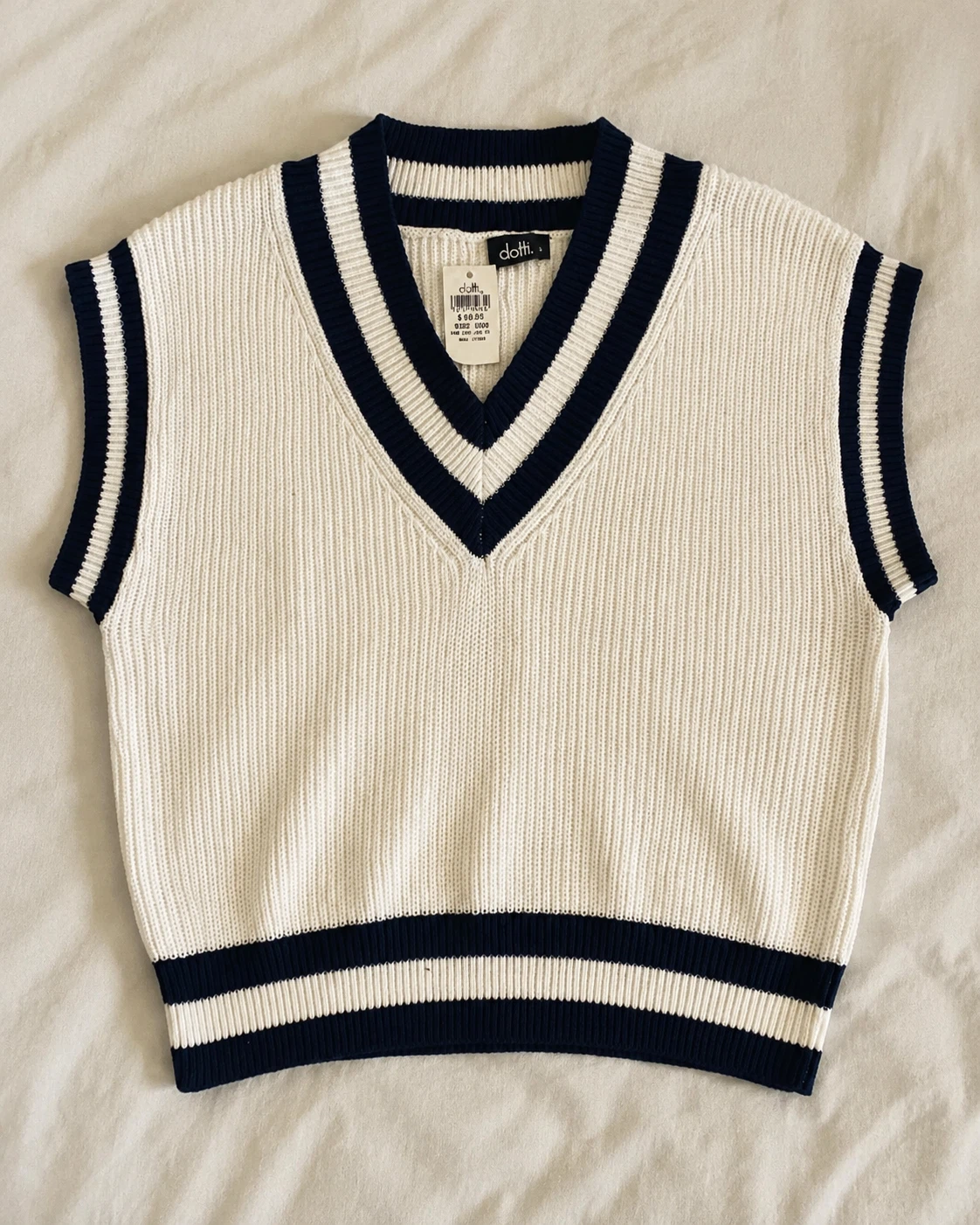 Dotti Line Knit Vest White/Navy - photo 5