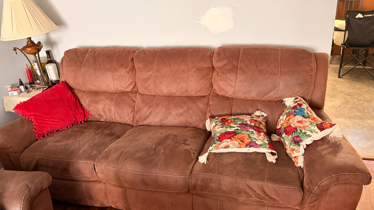 Brown Faux Suede Sofa