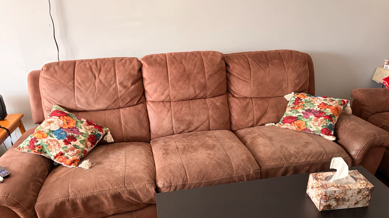 Brown Faux Suede Sofa - photo 2