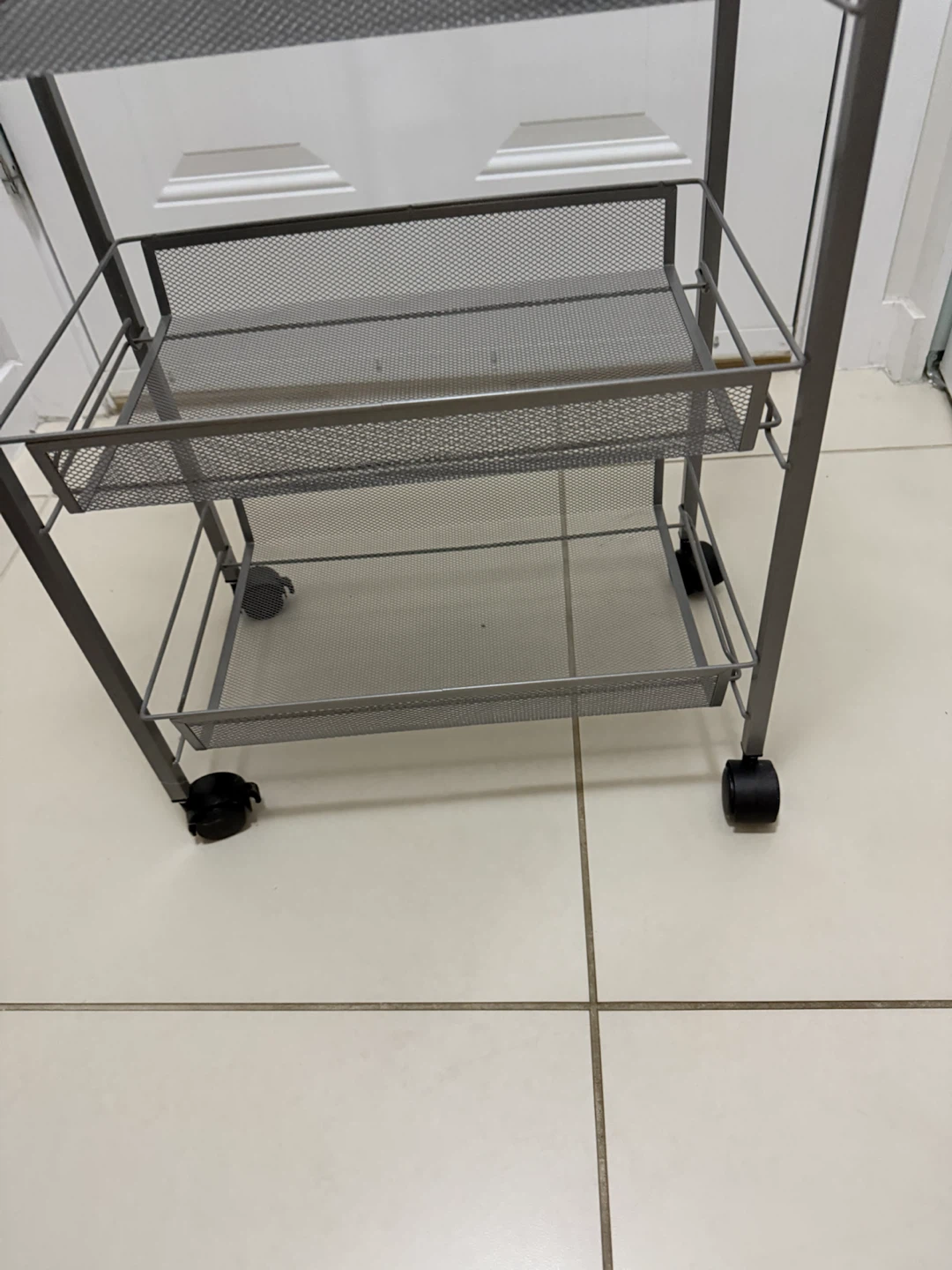 Grey 4-Tier Mesh Rolling Cart - photo 2