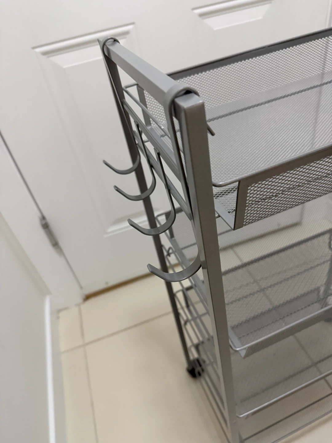 Grey 4-Tier Mesh Rolling Cart - photo 3