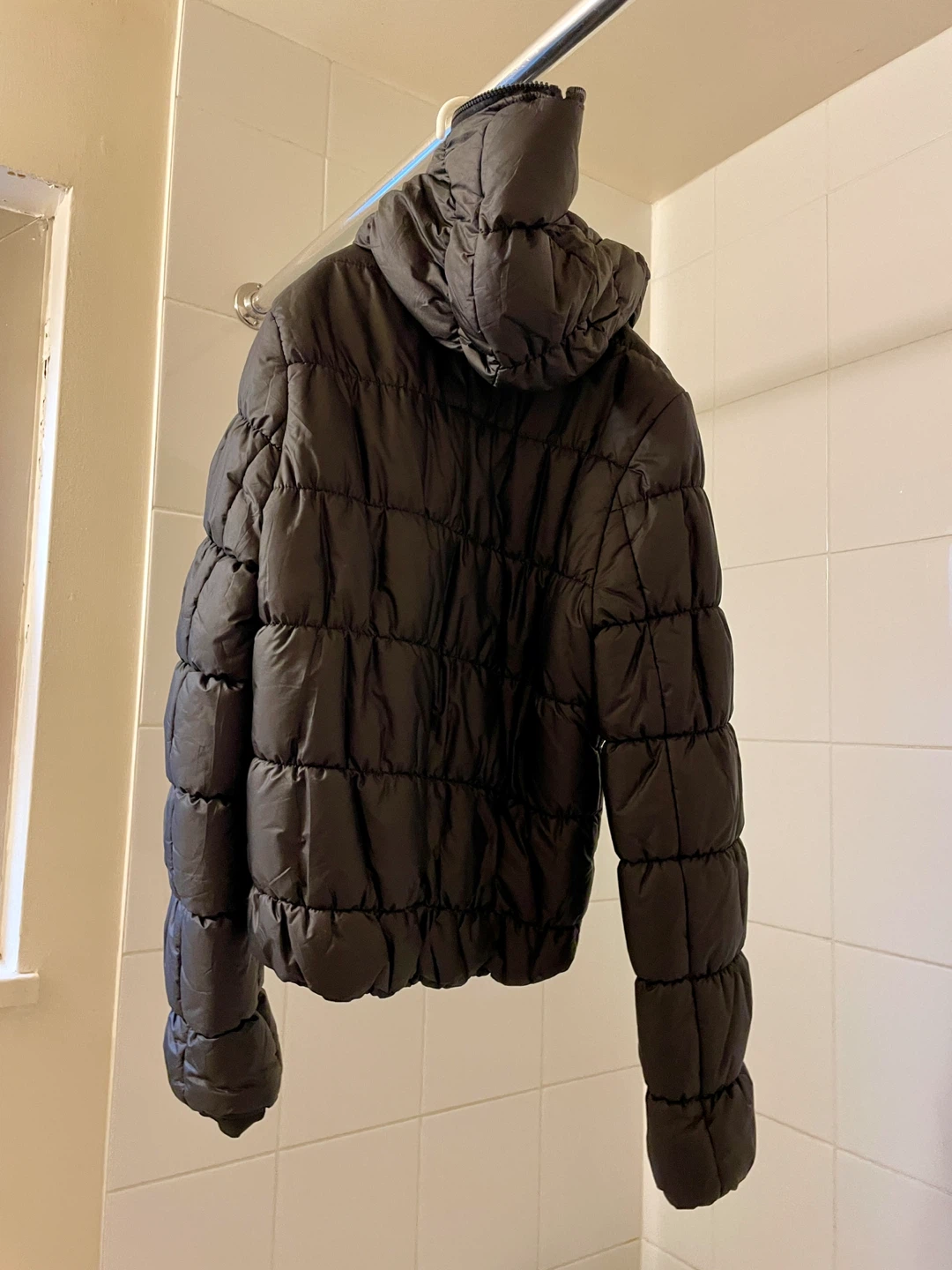 Black Puffer Jacket with Hood - photo 2