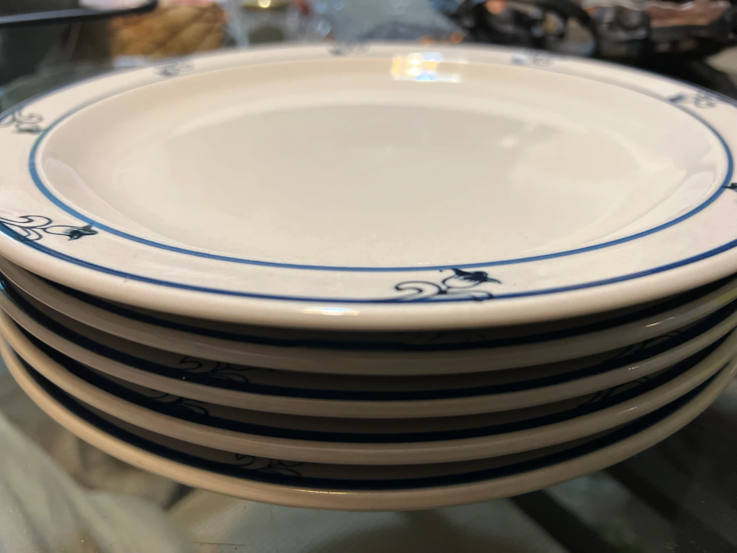 Tienshan Stoneware Plates (Set of 5) - Blue Floral Design