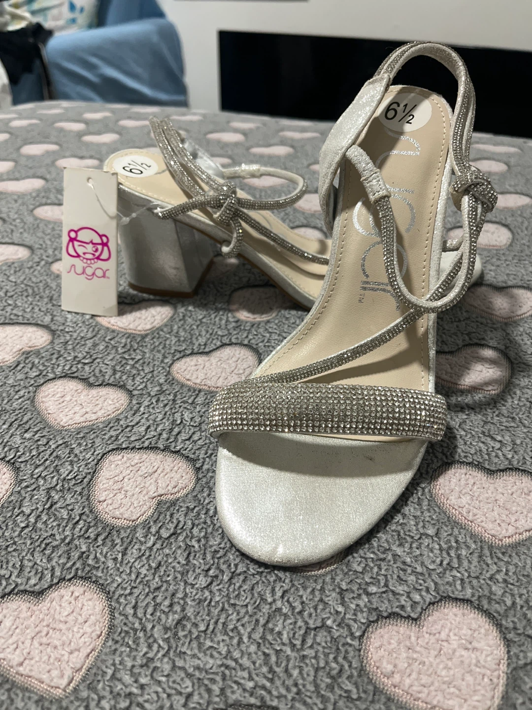 Sugar Women's Silver Rhinestone Heels Size 6 1/2