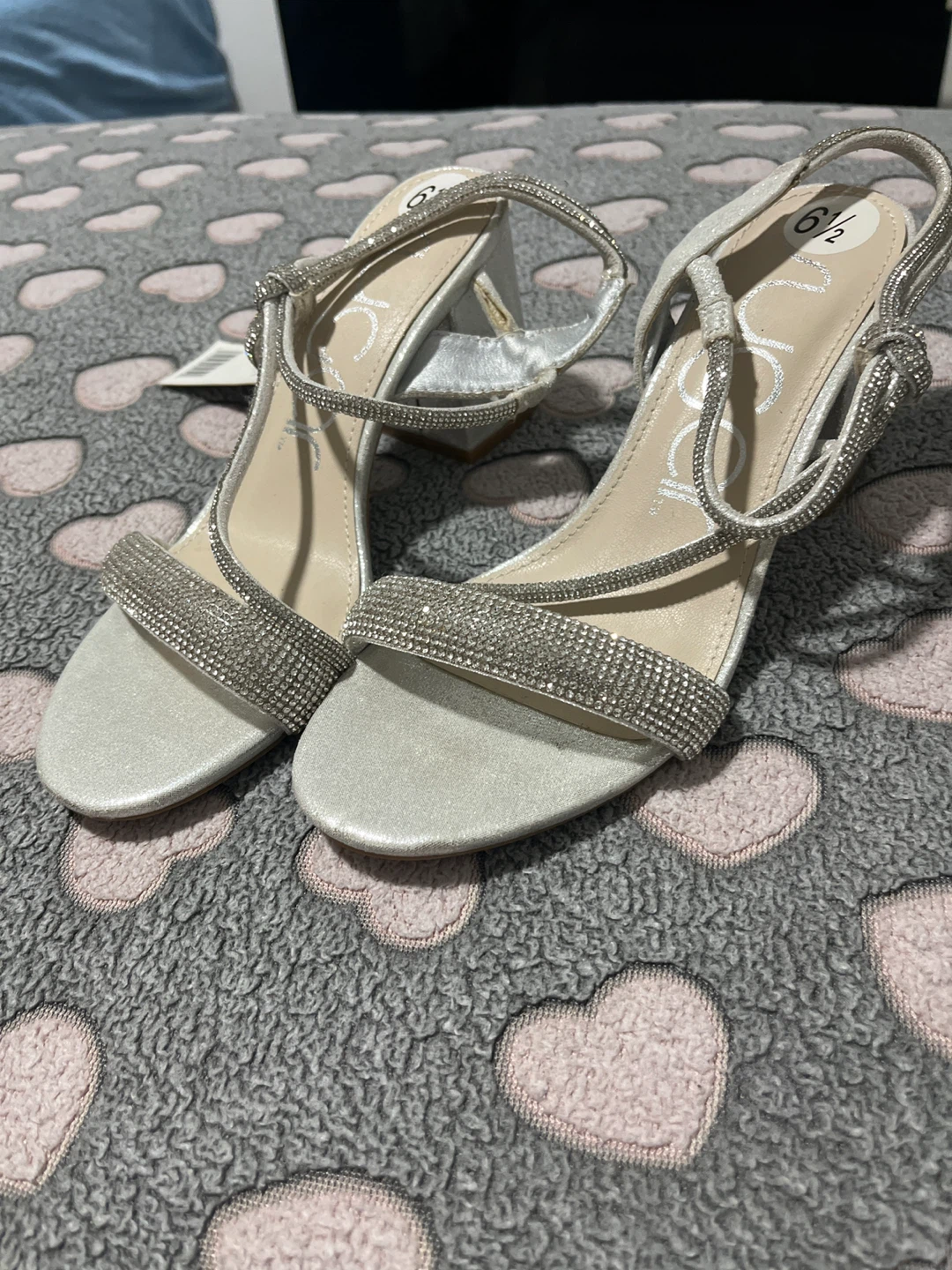 Sugar Women's Silver Rhinestone Heels Size 6 1/2 - photo 2