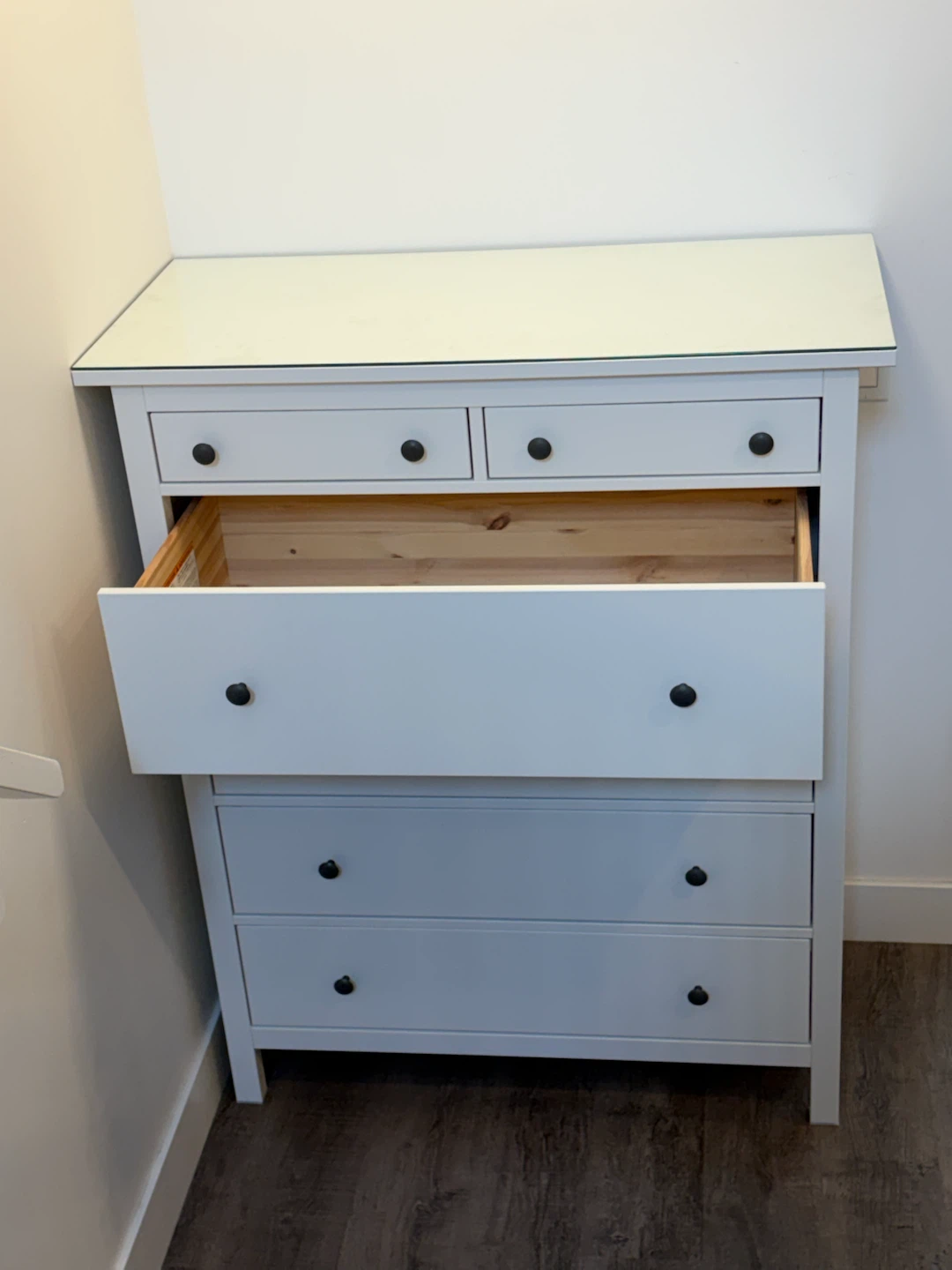 IKEA HEMNES Tall white dresser with glass top - photo 3