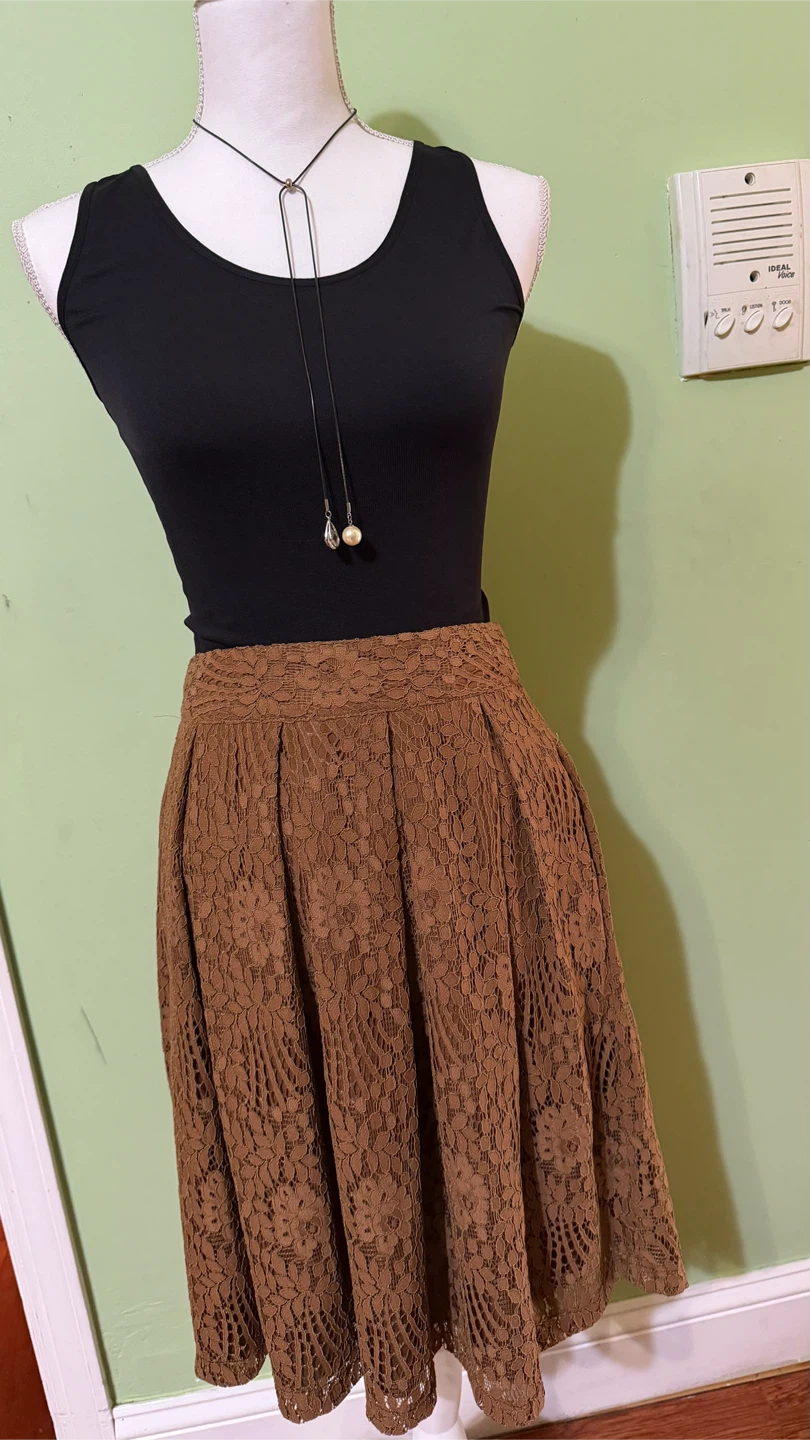 Brown Lace A-Line Midi Skirt - photo 2