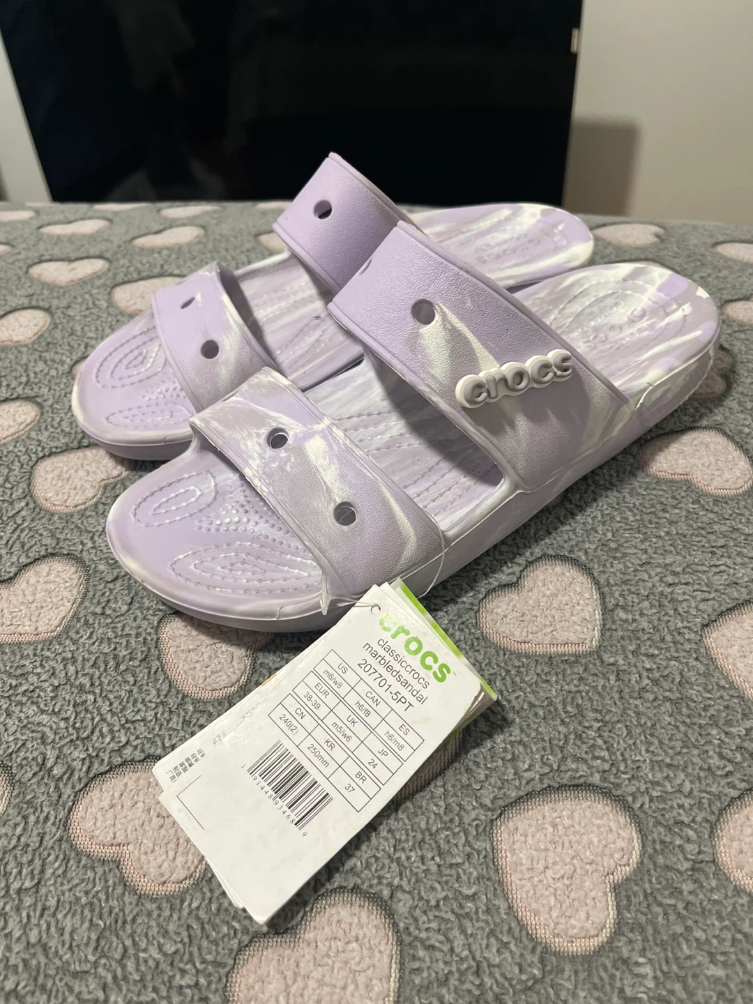 Crocs Classic Marbled Slide Sandals Women's 8/Men's 6 Lavender