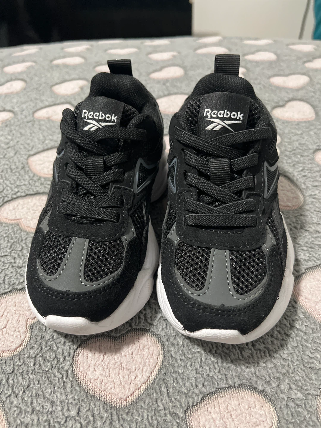 Reebok Kids Black & Grey Mesh Sneakers