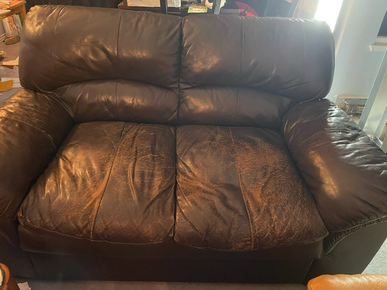 Brown Leather Sofa and love seat - photo 2