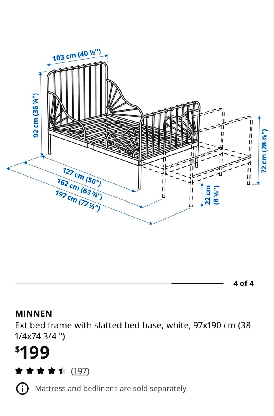 IKEA MINNEN Extendable Bed Frame - photo 2