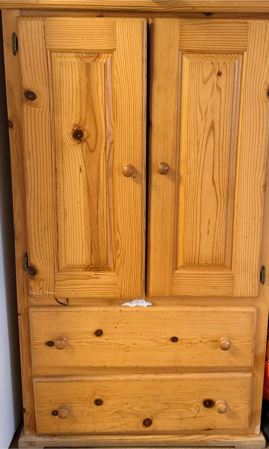 Pine Wardrobe with 3 Drawers