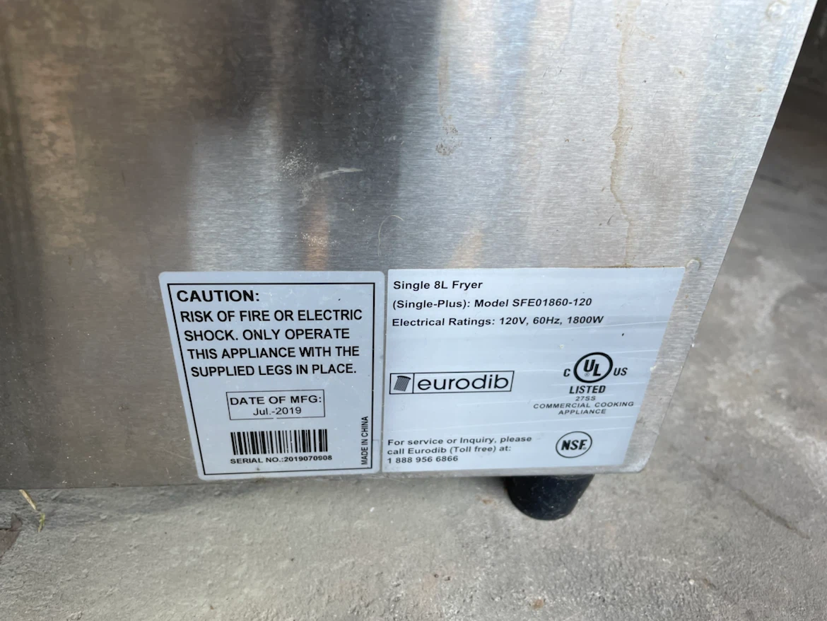 Eurodib Single Fryer SFE01860-120 - photo 2
