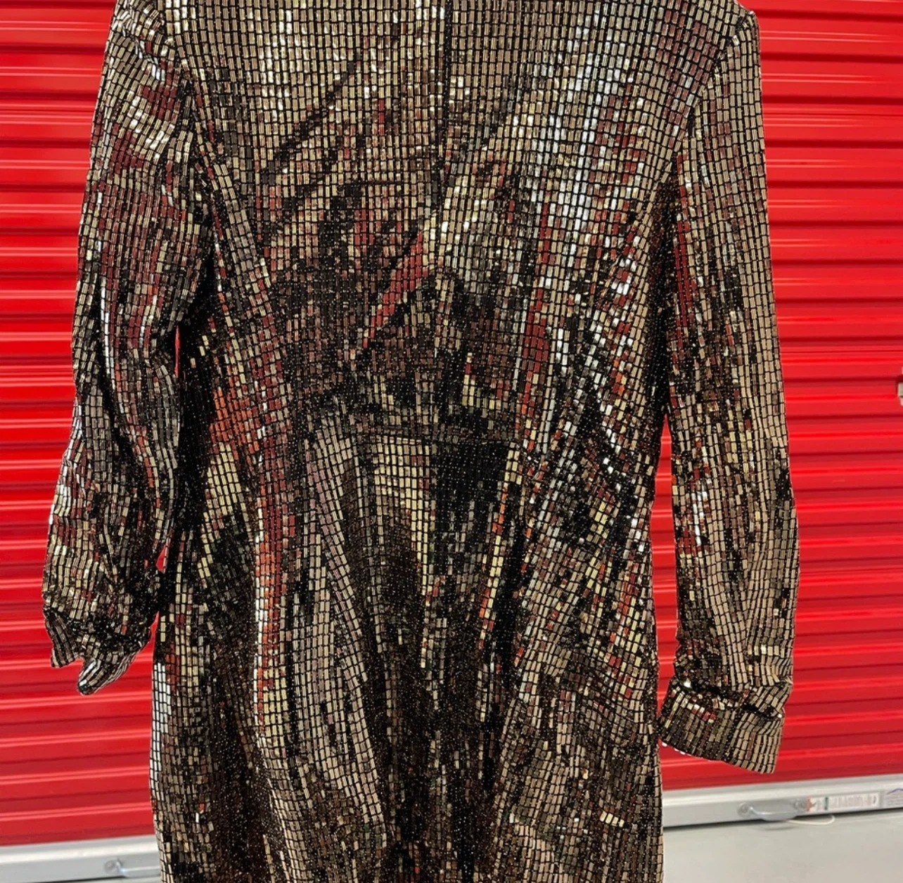 ZARA Gold Sequin Blazer Dress - photo 3