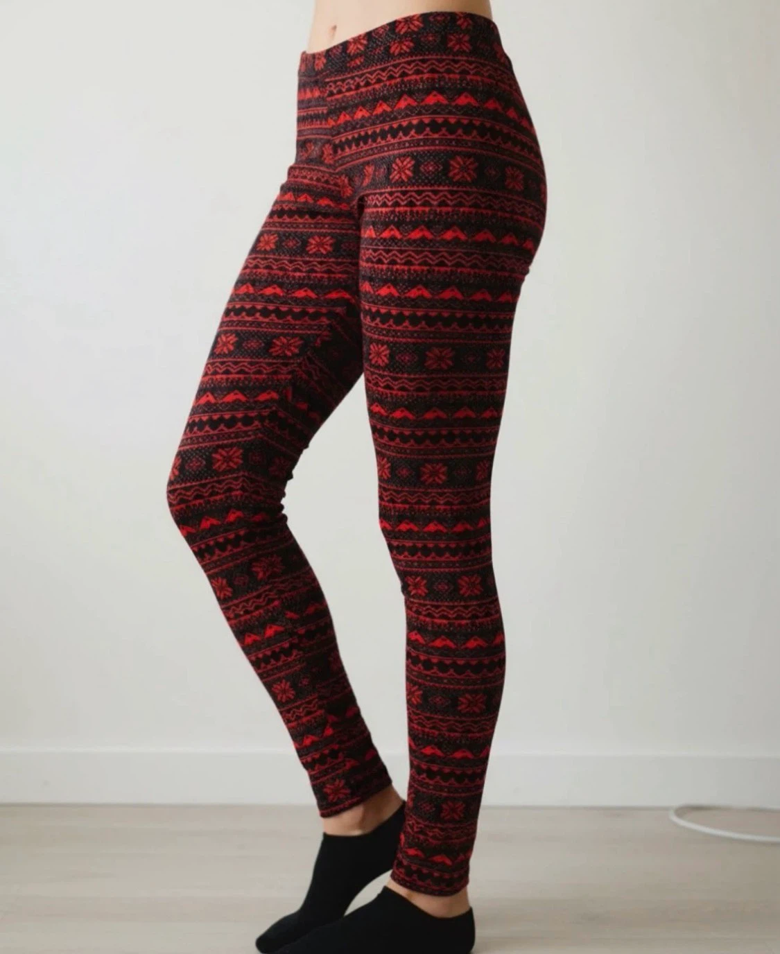 Red & Black Pattern Leggings