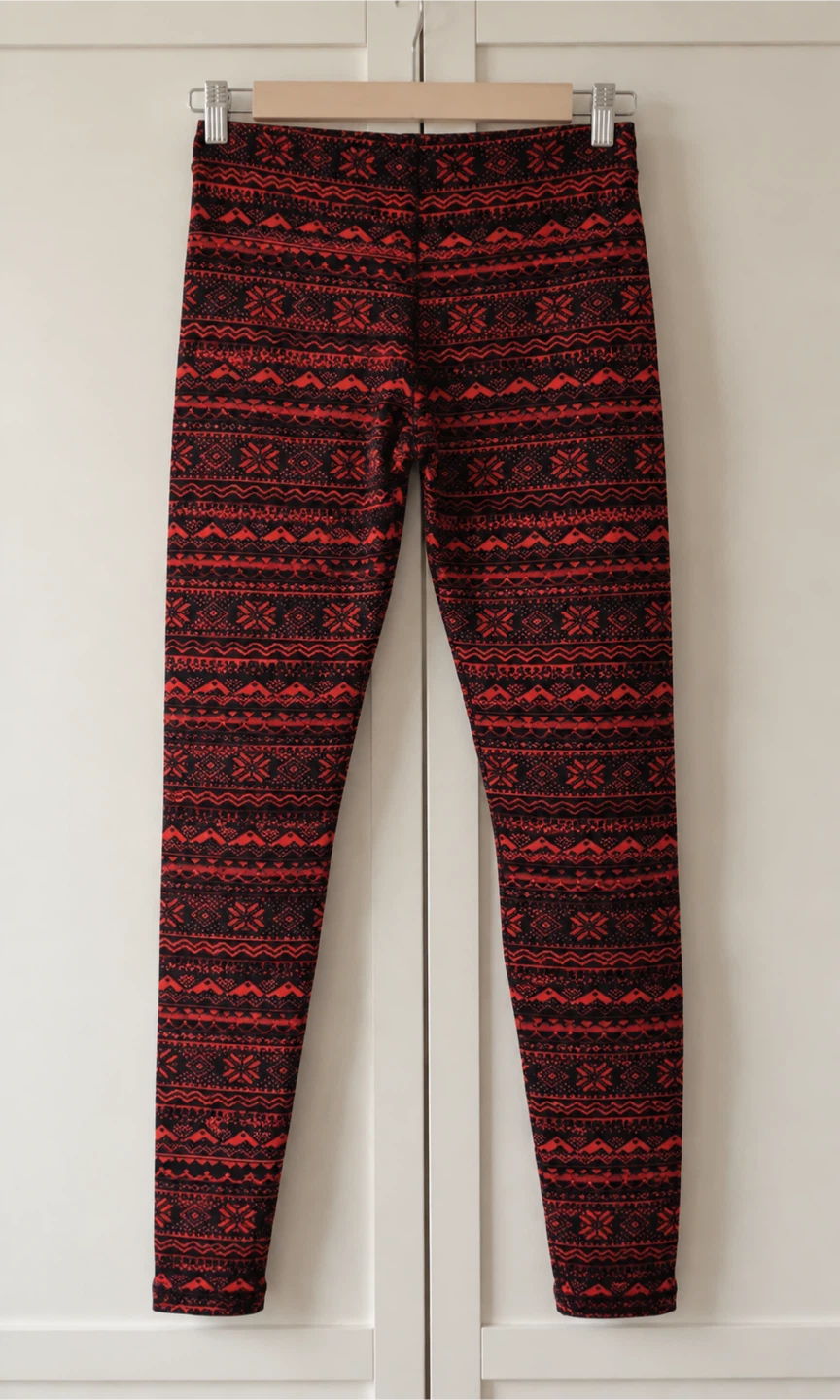 Red & Black Pattern Leggings - photo 4