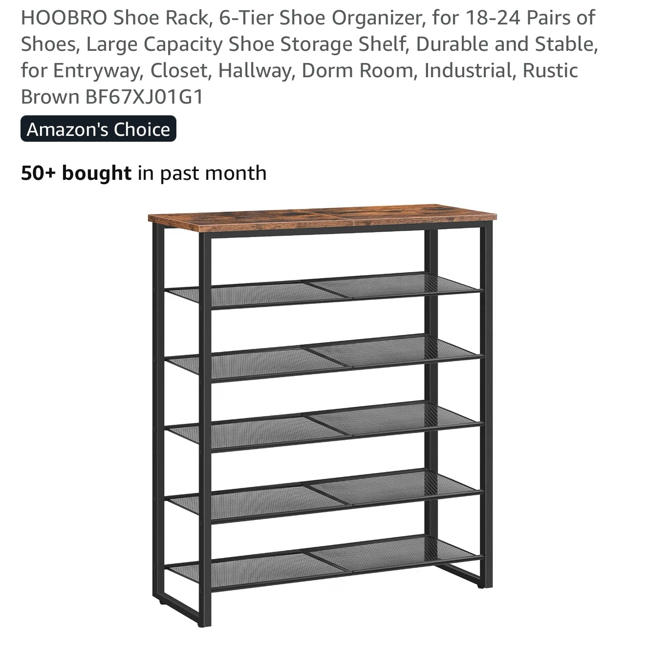HOOBRO 6-Tier Shoe Rack Organizer