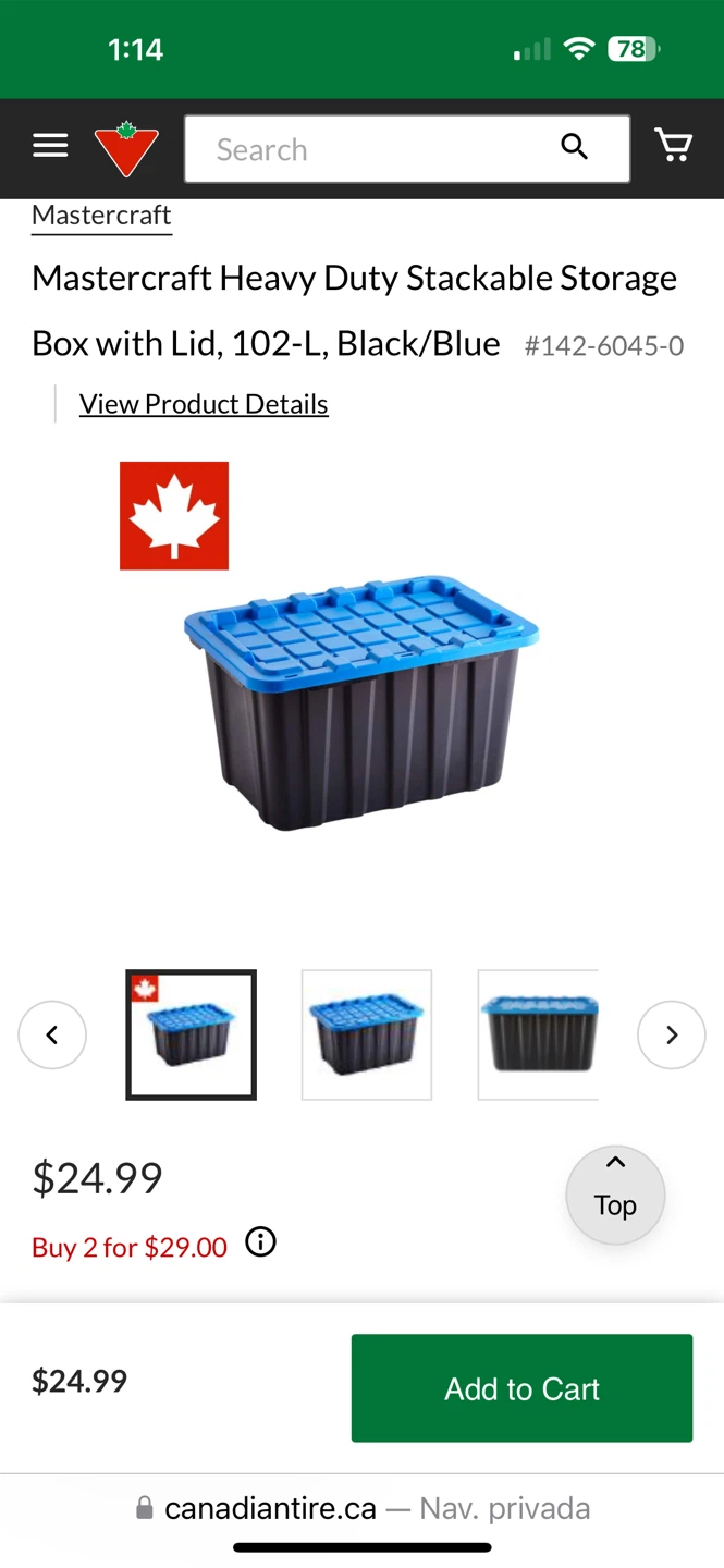 2 Heavy Duty Storage Box with Lid - 102-L, Black/Blue